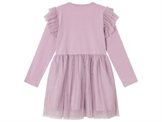 Lilla kjole med tylskørt og flæser på skuldrerne i tyl fra Name It 13236208 lavender mist